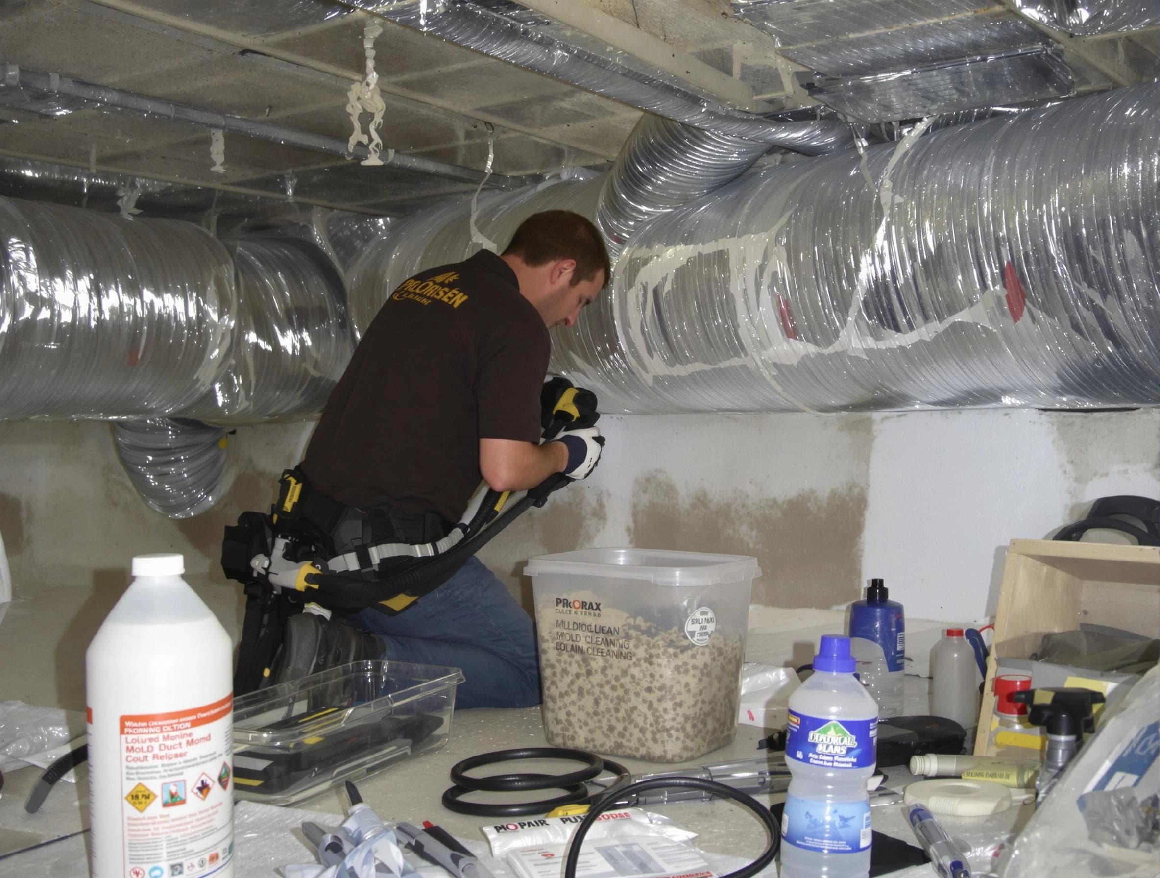 Penn Hills Air Duct Cleaning specialist performing professional mold removal from air ducts in Penn Hills