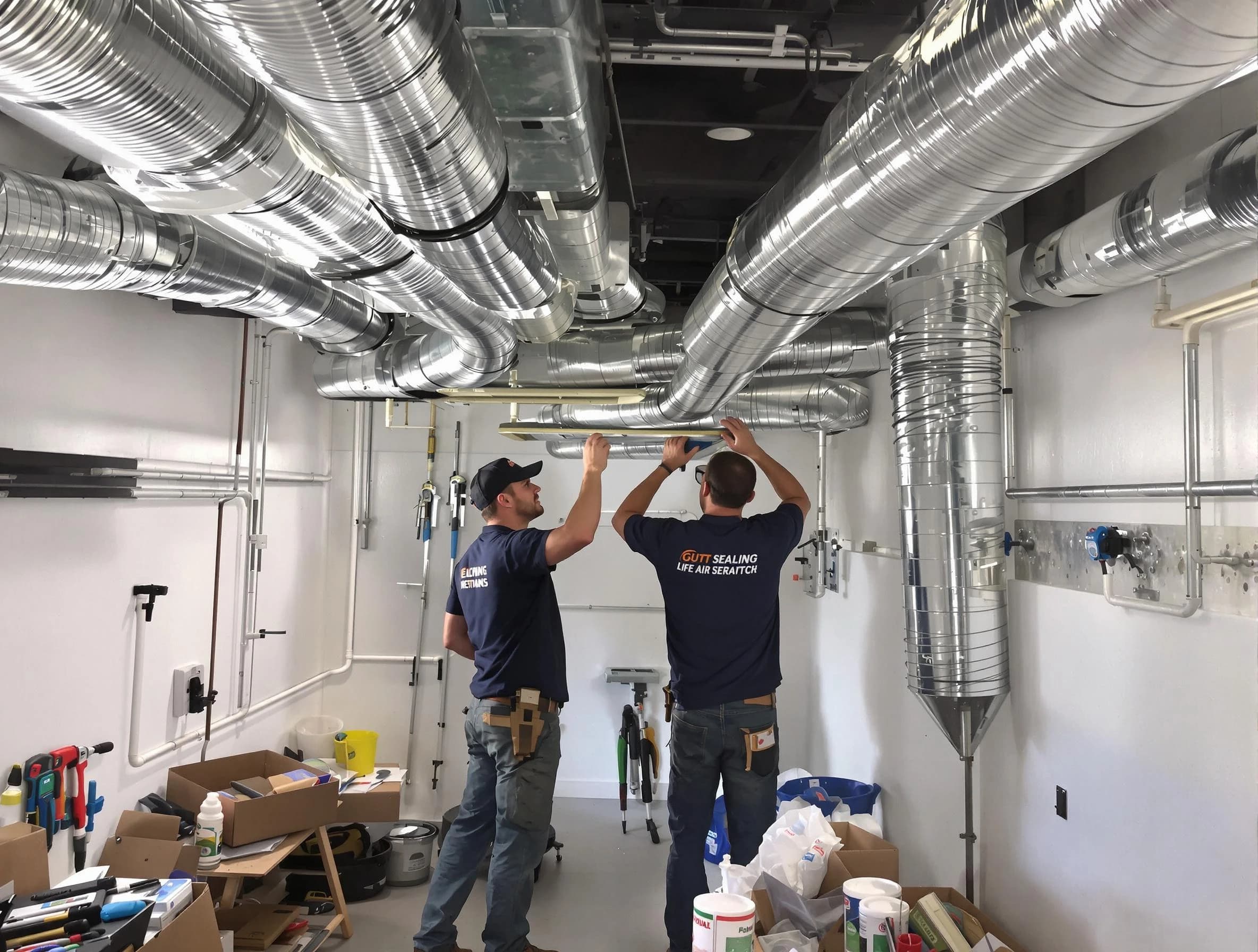 Penn Hills Air Duct Cleaning technician applying professional duct sealing solutions in Penn Hills