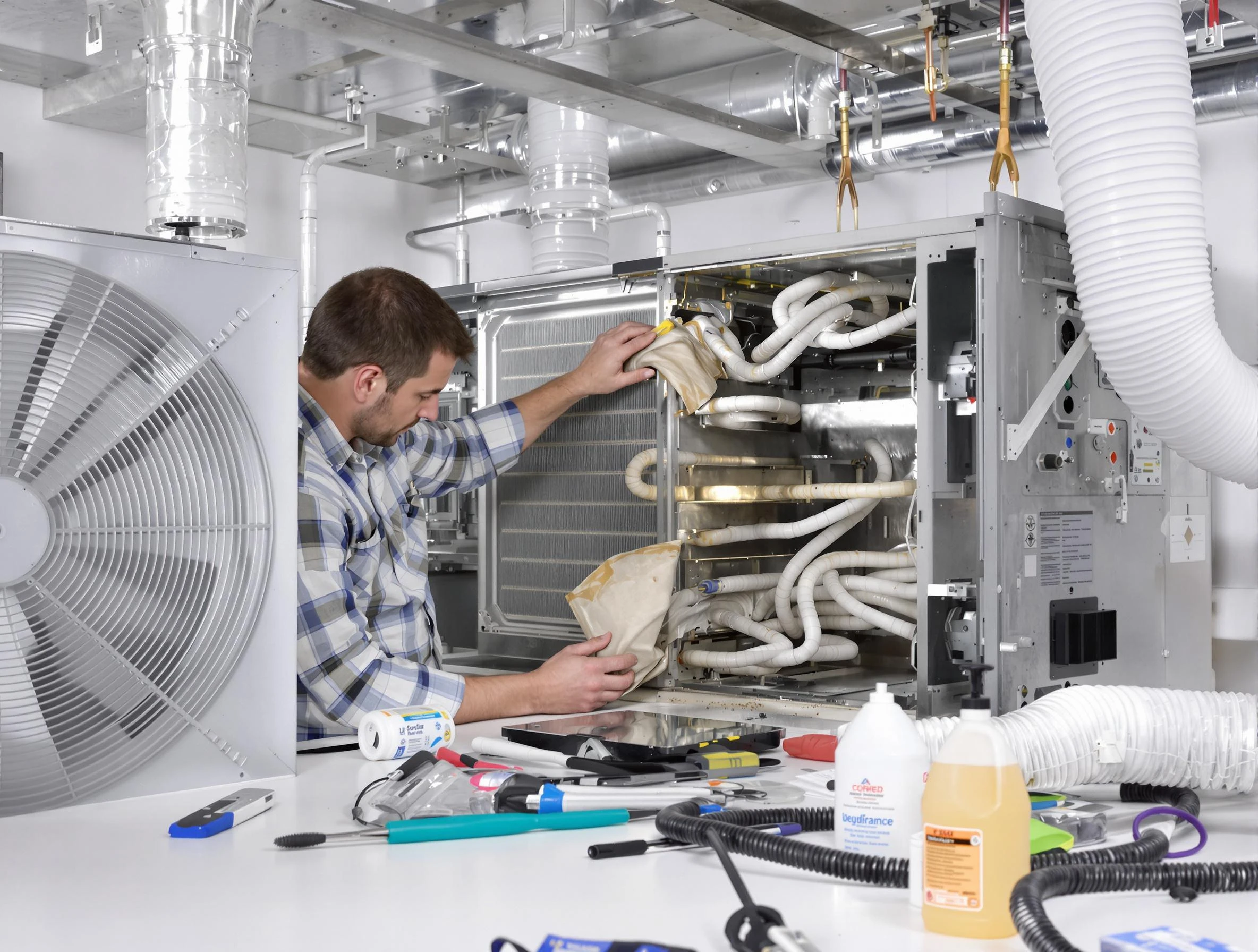 Penn Hills Air Duct Cleaning specialist performing precision AC coil cleaning in Penn Hills