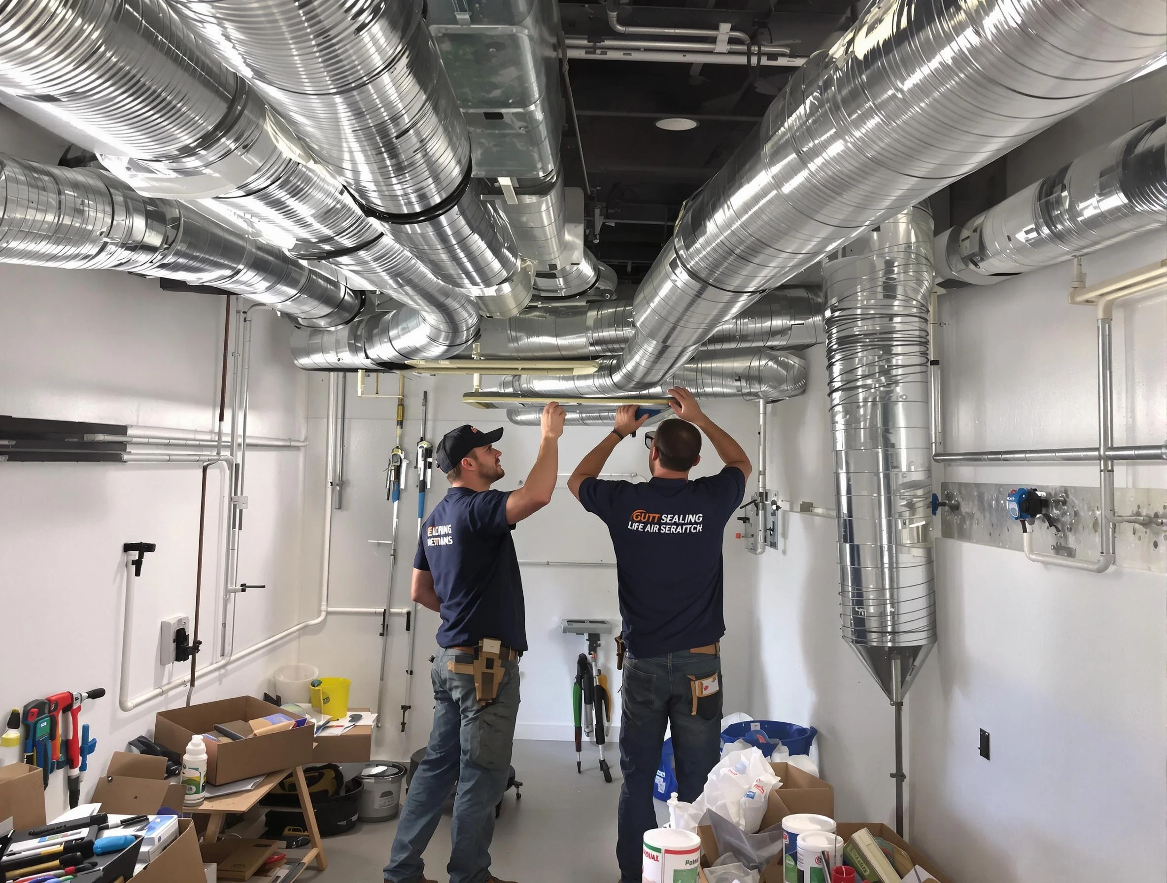Penn Hills Air Duct Cleaning technician applying professional duct sealing solutions in Penn Hills