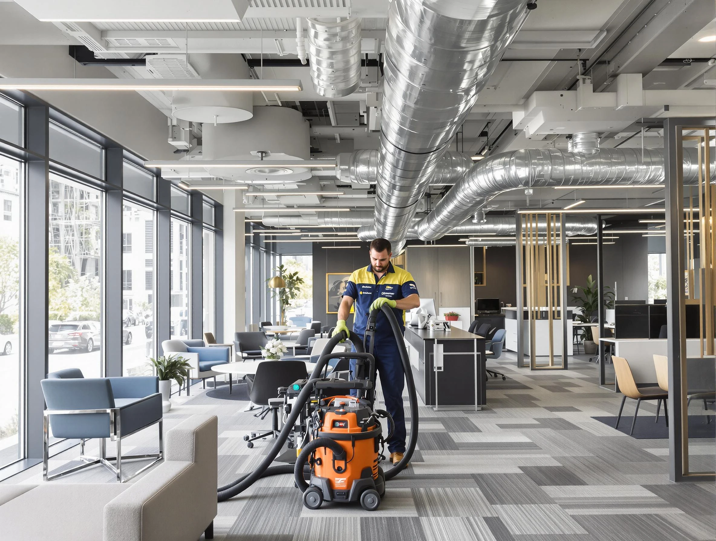 Penn Hills Air Duct Cleaning team performing thorough commercial duct cleaning at a Penn Hills business center